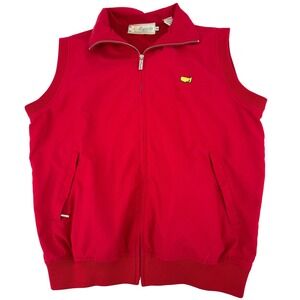 Masters Magnolia Lane Golf Vest Mens Medium Red Full Zip Embroidered Logo
